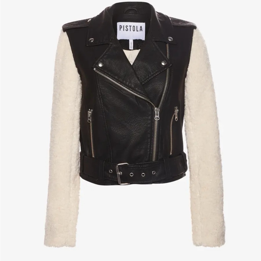 NWT Pistola Anita Shearling Moto Jacket